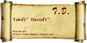 Takó Dezső névjegykártya